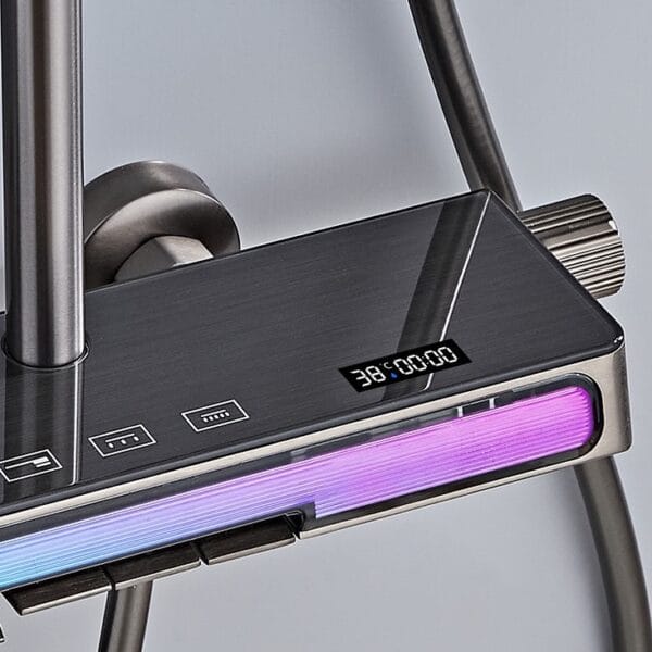 Luxury Gun Grey Digital Thermostatic Shower System with LED Display
