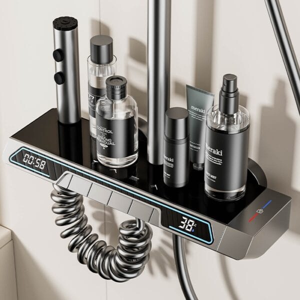 Gun Grey Thermostatic Digital Shower System with LED Display