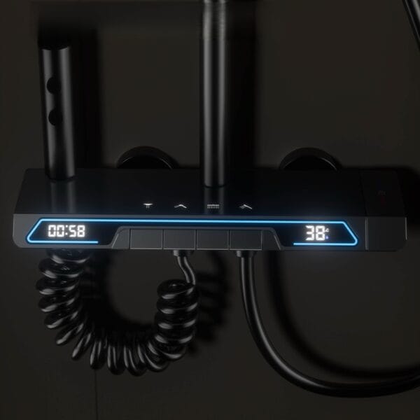 Gun Grey Thermostatic Digital Shower System with LED Display