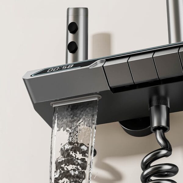 Gun Grey Thermostatic Digital Shower System with LED Display