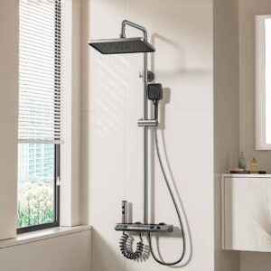 Gun Grey Thermostatic Digital Shower System with LED Display product image for B2B shower system sourcing