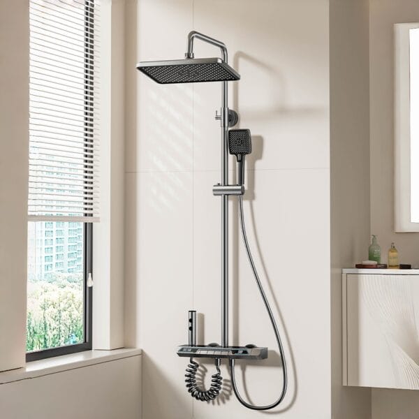 Gun Grey Thermostatic Digital Shower System with LED Display