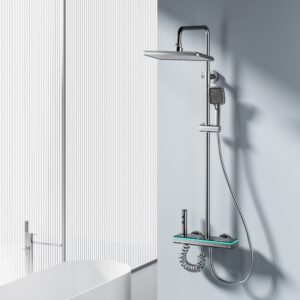 Premium Gun Grey Digital Thermostatic Shower System with LED & Waterfall product image for B2B shower system.