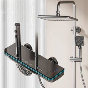 Luxury Digital LED Thermostatic Shower System with Waterfall Spout & Multi-Function Spray