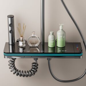 Luxury Digital LED Thermostatic Shower System with Waterfall Spout & Multi-Function Spray product image for B2B.