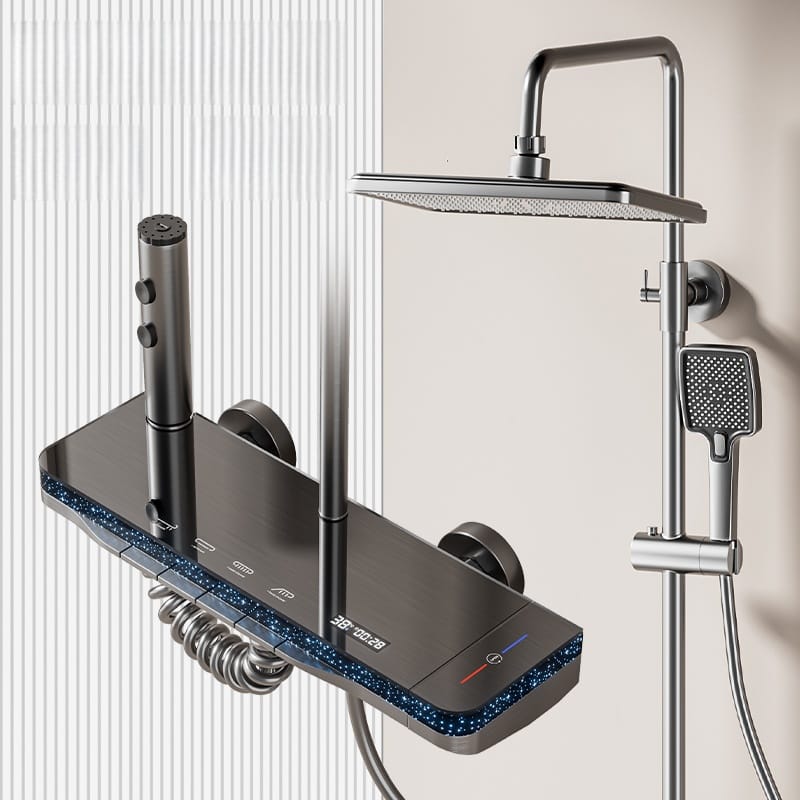 Luxury Digital LED Shower System with Integrated Shelf