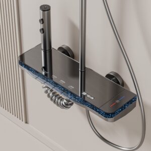 Luxury Digital LED Shower System with Integrated Shelf product image for B2B shower system sourcing