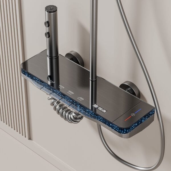 Luxury Digital LED Shower System with Integrated Shelf