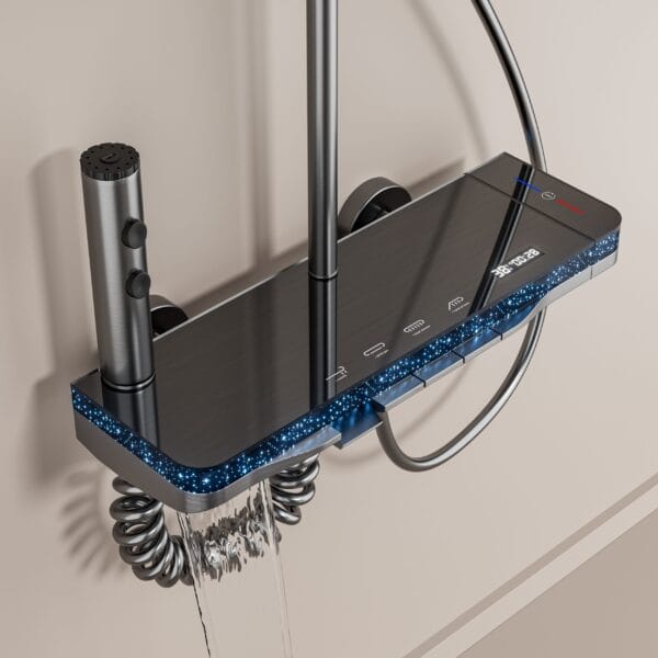 Luxury Digital LED Shower System with Integrated Shelf