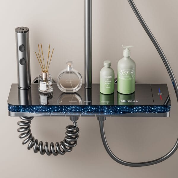 Luxury Digital LED Shower System with Integrated Shelf
