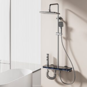Luxury Digital LED Shower System with Integrated Shelf product image for B2B shower system sourcing