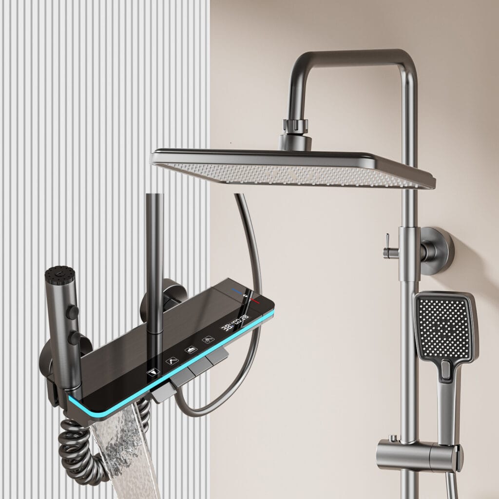 Gun Grey Smart Digital Rainfall Shower System
