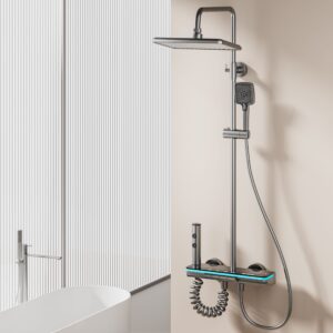 Gun Grey Smart Digital Rainfall Shower System product image for B2B shower system sourcing