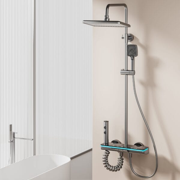Gun Grey Smart Digital Rainfall Shower System