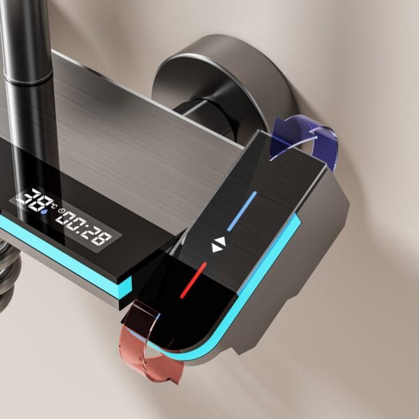 Gun Grey Smart Digital Rainfall Shower System