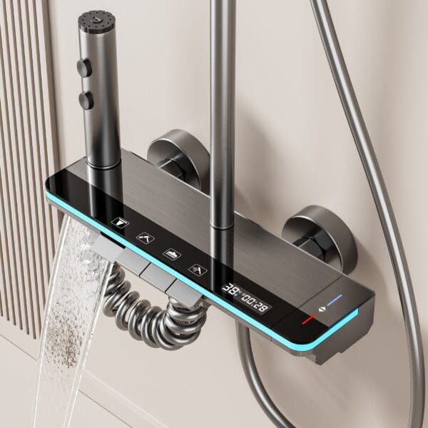 Gun Grey Smart Digital Rainfall Shower System