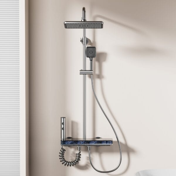 Premium Gun Grey Digital LED Shower System with Waterfall & Rainfall