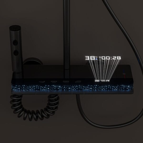 Premium Gun Grey Digital LED Shower System with Waterfall & Rainfall