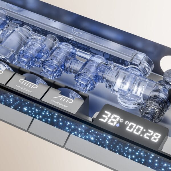 Premium Gun Grey Digital LED Shower System with Waterfall & Rainfall