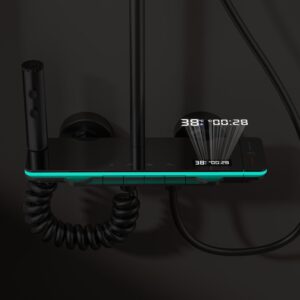 Modern Smart Digital Shower System with Waterfall Spout – Gun Grey product image for B2B shower system sourcing
