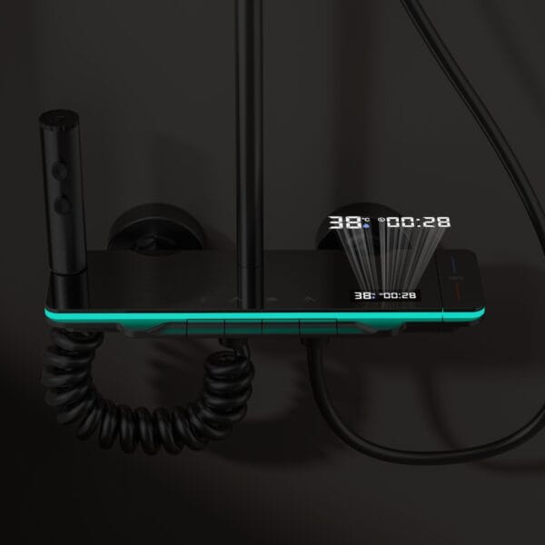 Modern Smart Digital Shower System with Waterfall Spout - Gun Grey