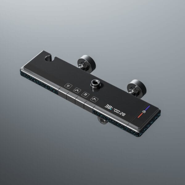 Gun Grey Smart Digital Thermostatic Shower System with Rainfall & Waterfall
