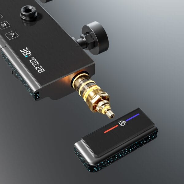 Gun Grey Smart Digital Thermostatic Shower System with Rainfall & Waterfall