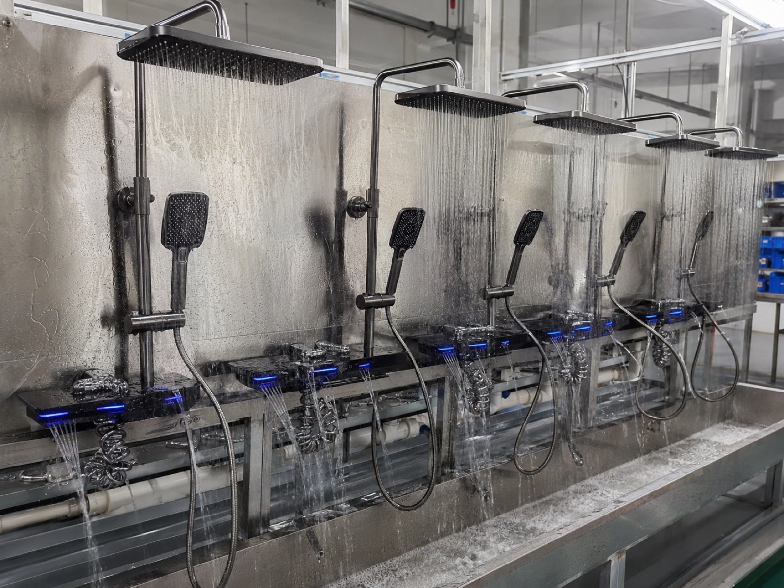 Water pressure testing for hydropower shower systems